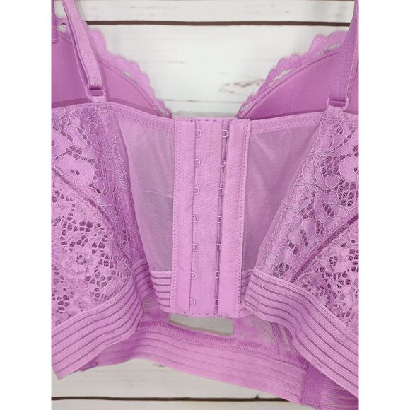 Victorias Secret Unlined Lace Wireless Bralette Orchid Purple Keyhole Back 32D - Picture 3 of 7